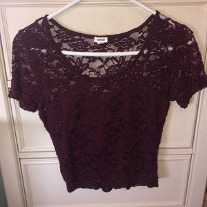 Maroon floral lace top